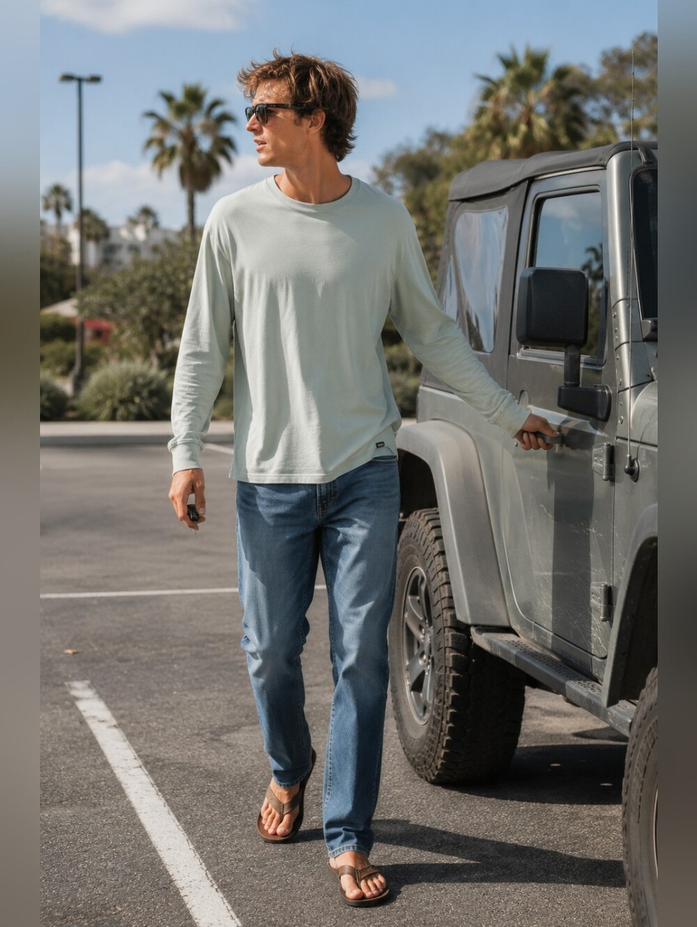 Prana Everyday Organic Cotton Long Sleeve Crewneck Tee Minimalist Casual Men's L
